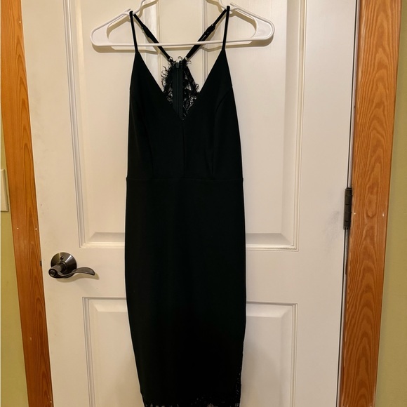 Lulu's Deep Green Lace Trim Midi Dress - Picture 2 of 10